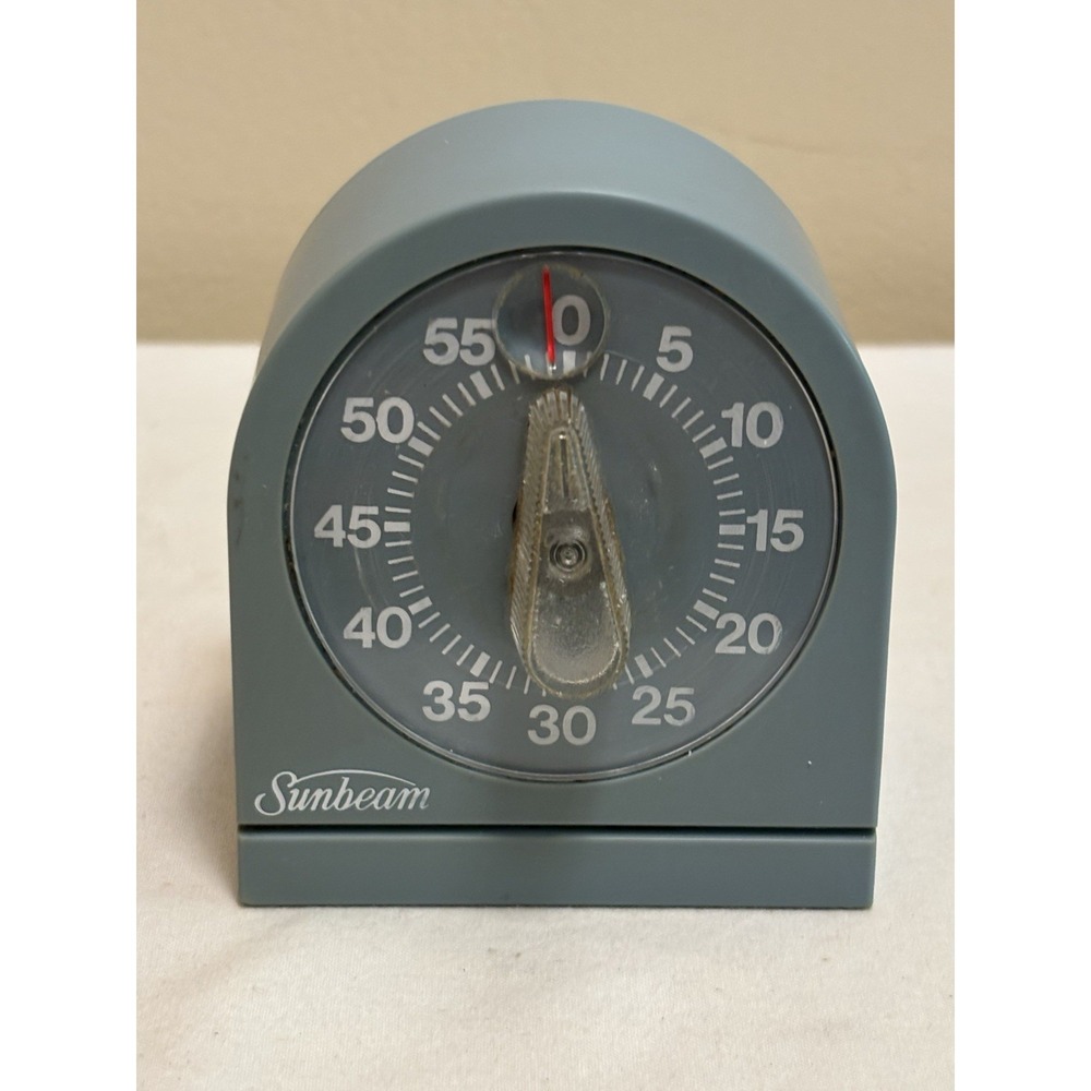 Vintage Sunbeam Blue Kitchen 60 Min Timer w/ Magnifier Made In USA